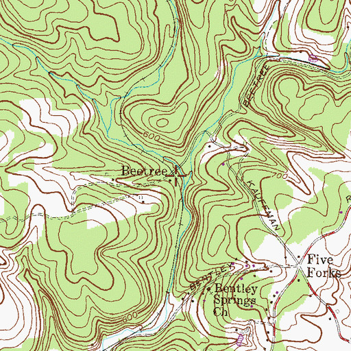 Topographic Map of Beetree, MD