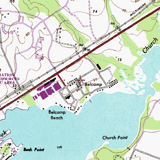 Topographic Map of Belcamp, MD