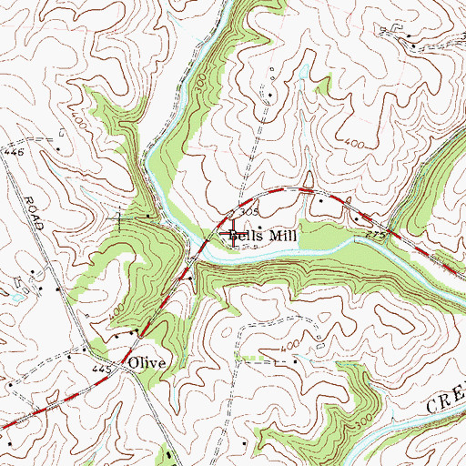 Topographic Map of Bells Mill, MD
