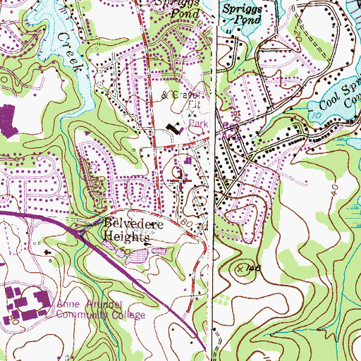 Topographic Map of Belvedere Heights, MD