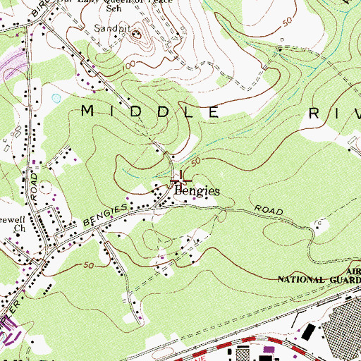 Topographic Map of Bengies, MD