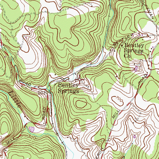 Topographic Map of Bentley Springs, MD