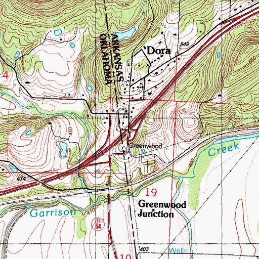 Topographic Map of Interchange 1, AR