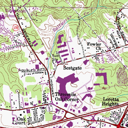 Topographic Map of Bestgate, MD
