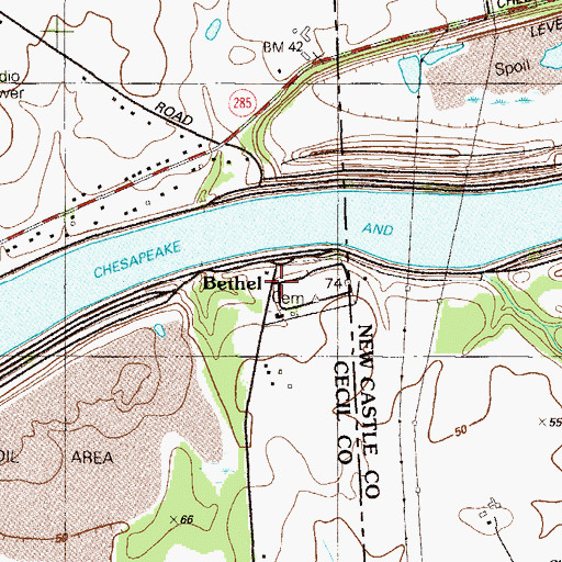 Topographic Map of Bethel, MD