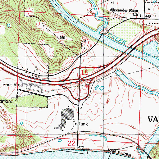 Topographic Map of Interchange 3, AR