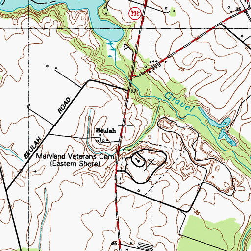 Topographic Map of Beulah, MD