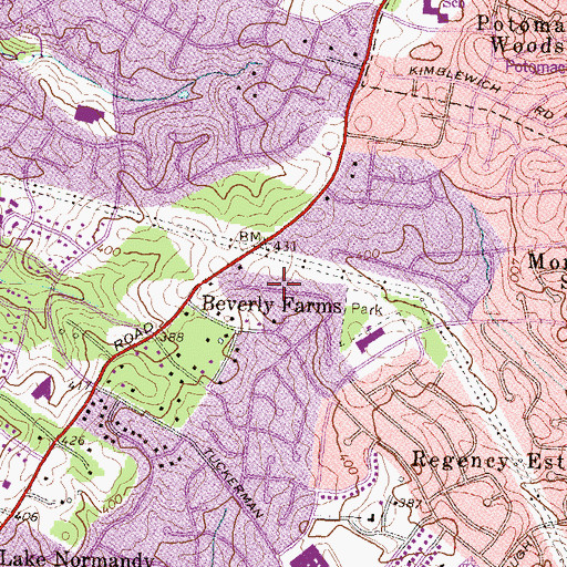 Topographic Map of Beverly Farms, MD