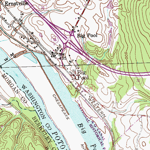 Topographic Map of Big Pool, MD