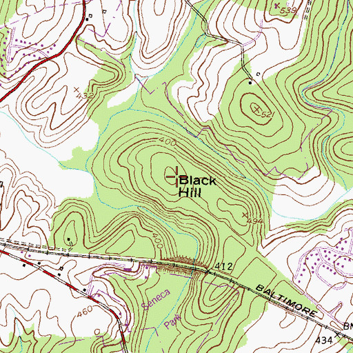 Topographic Map of Black Hill, MD