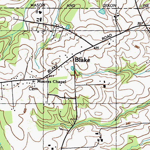 Topographic Map of Blake, MD