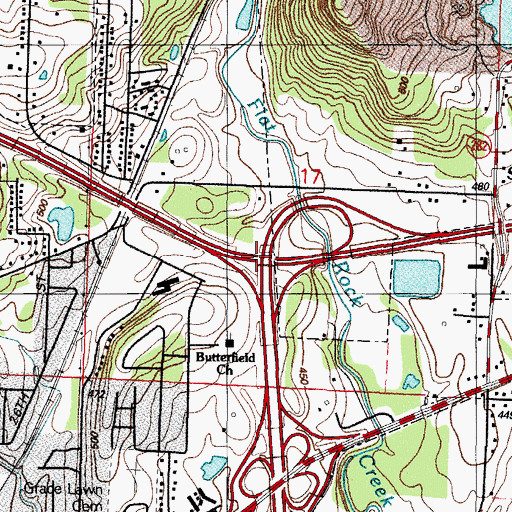 Topographic Map of Interchange 7, AR