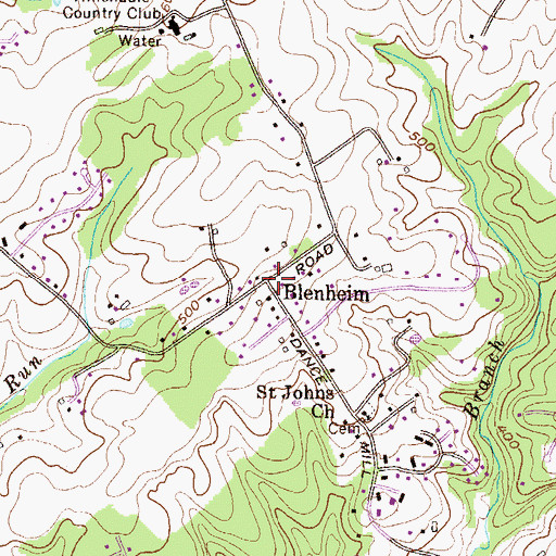 Topographic Map of Blenheim, MD