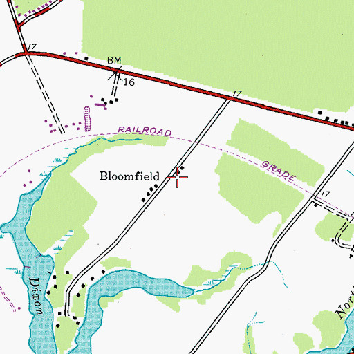 Topographic Map of Bloomfield, MD
