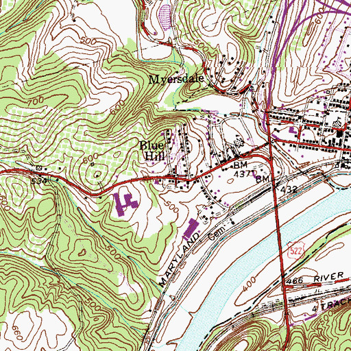 Topographic Map of Blue Hill, MD