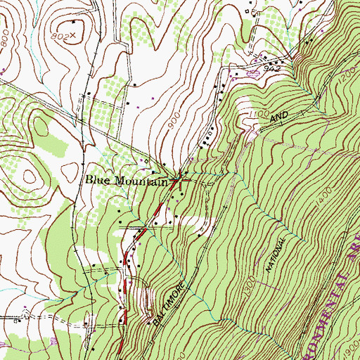 Topographic Map of Blue Mountain, MD