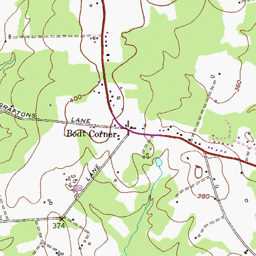 Topographic Map of Bodt Corner, MD