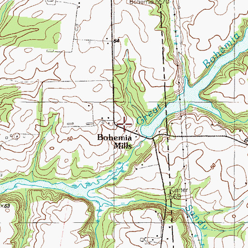 Topographic Map of Bohemias Mills, MD