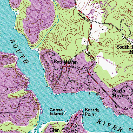 Topographic Map of Bon Haven, MD