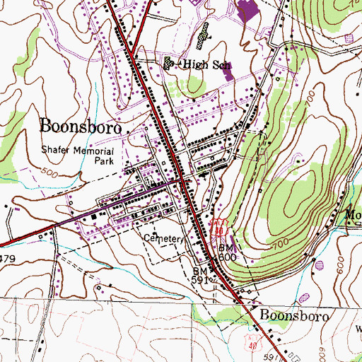 Topographic Map of Boonsboro, MD