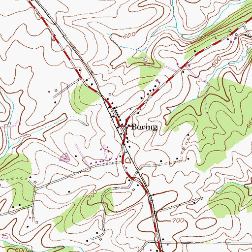 Topographic Map of Boring, MD