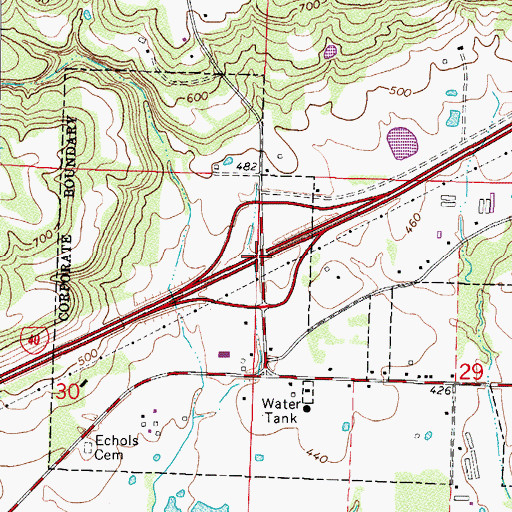 Topographic Map of Interchange 20, AR
