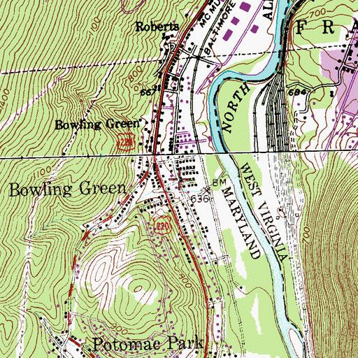 Topographic Map of Bowling Green, MD