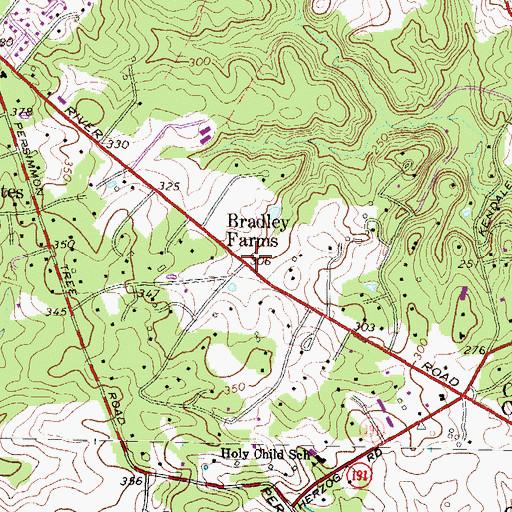 Topographic Map of Bradley Farms, MD