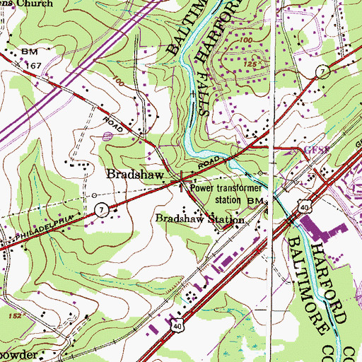 Topographic Map of Bradshaw, MD