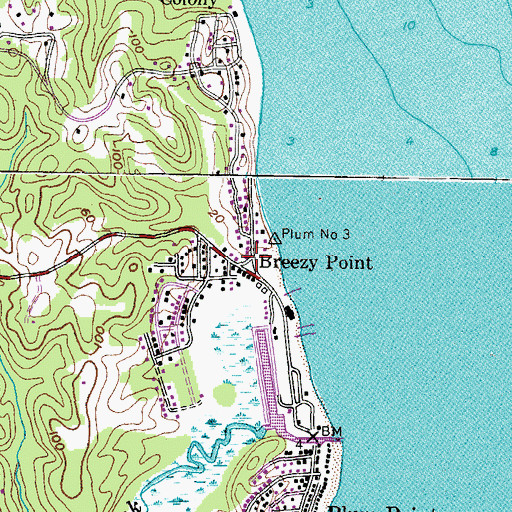 Topographic Map of Breezy Point, MD