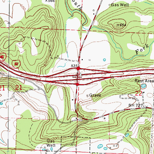 Topographic Map of Interchange 35, AR