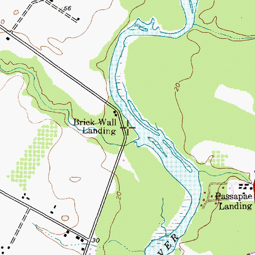 Topographic Map of Brick Wall Landing, MD