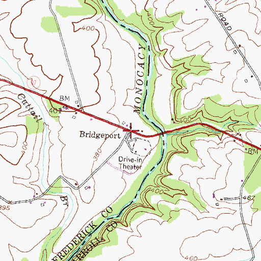 Topographic Map of Bridgeport, MD