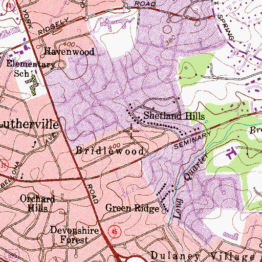 Topographic Map of Bridlewood, MD