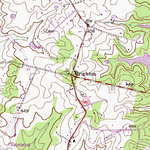 Topographic Map of Brighton, MD