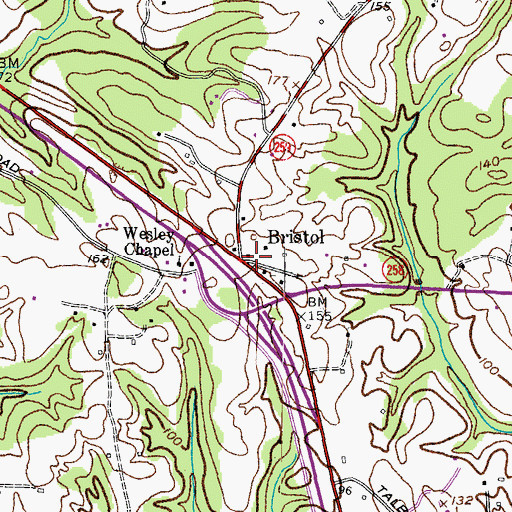 Topographic Map of Bristol, MD