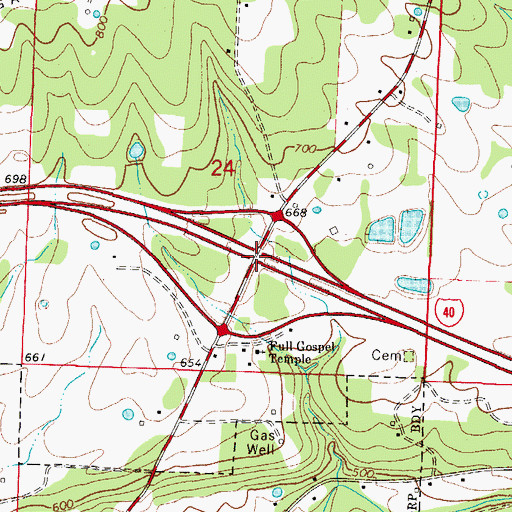 Topographic Map of Interchange 37, AR
