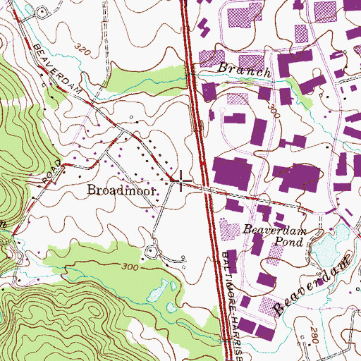 Topographic Map of Broadmoor, MD