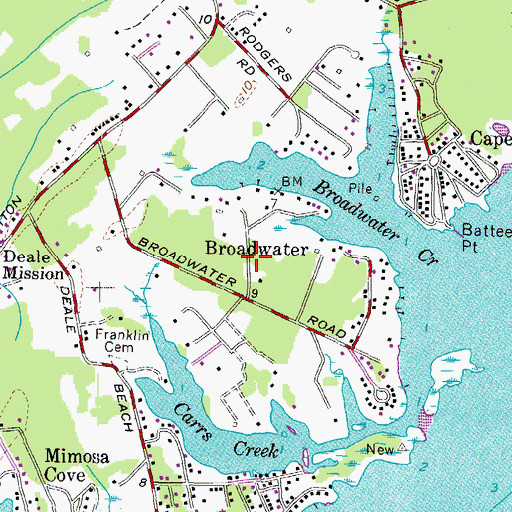 Topographic Map of Broadwater, MD