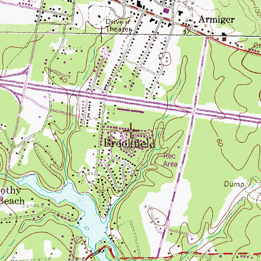 Topographic Map of Brookfield, MD