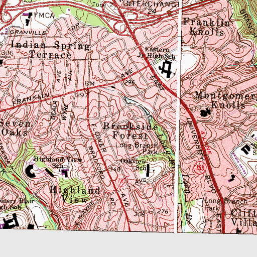 Topographic Map of Brookside Forest, MD