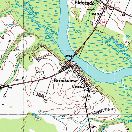 Topographic Map of Brookview, MD