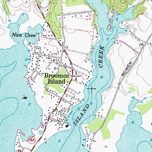 Topographic Map of Broomes Island, MD