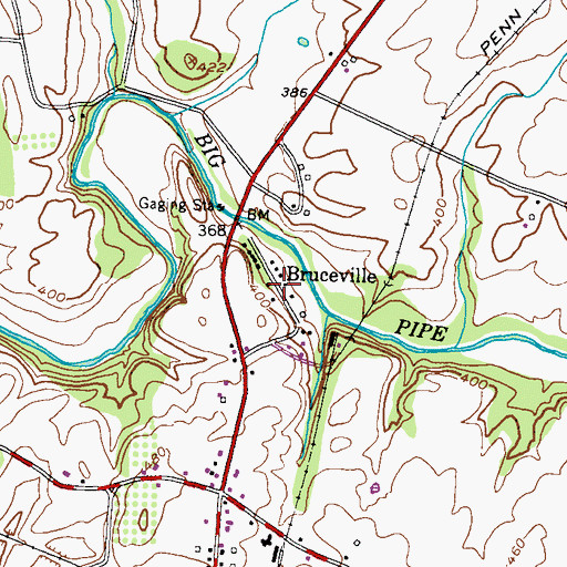 Topographic Map of Bruceville, MD