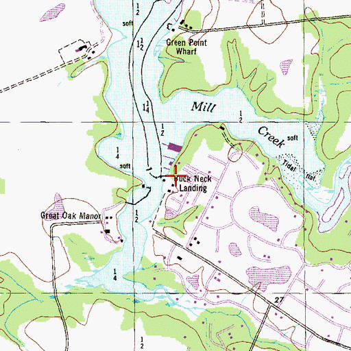 Topographic Map of Buck Neck Landing, MD