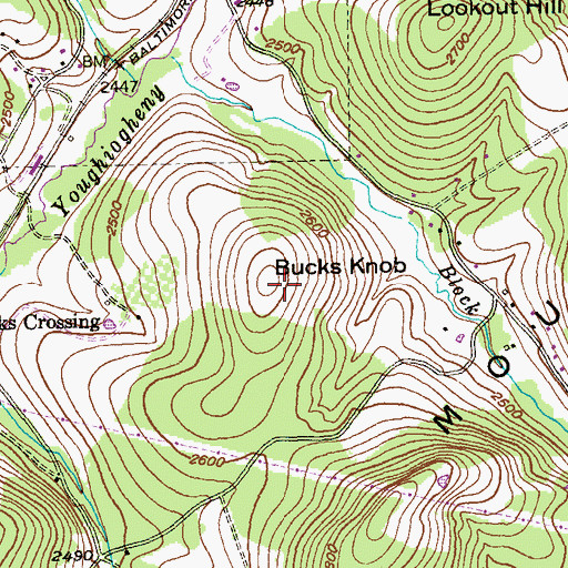 Topographic Map of Bucks Knob, MD