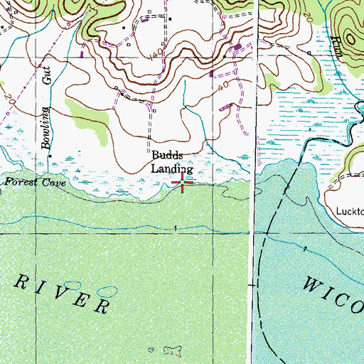 Topographic Map of Budds Landing, MD