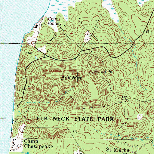 Topographic Map of Bull Mountain, MD