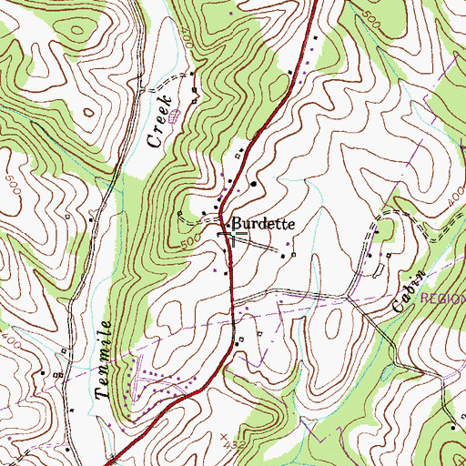 Topographic Map of Burdette, MD