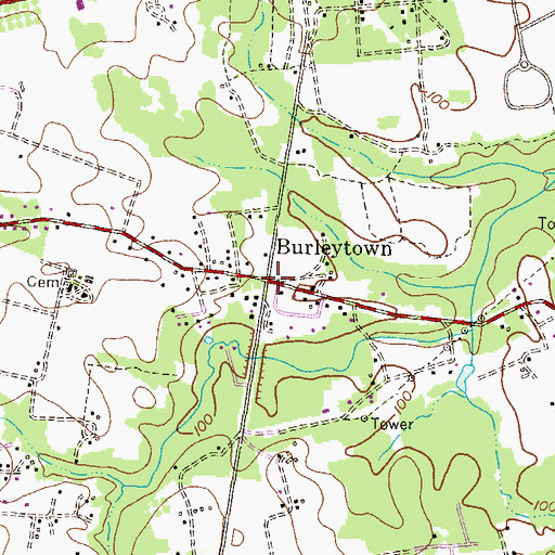 Topographic Map of Burleytown, MD